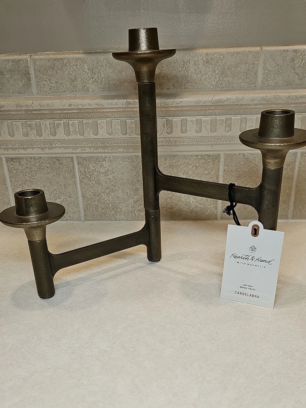 Hearth & Hand 3 Count Taper Brass Canelabra